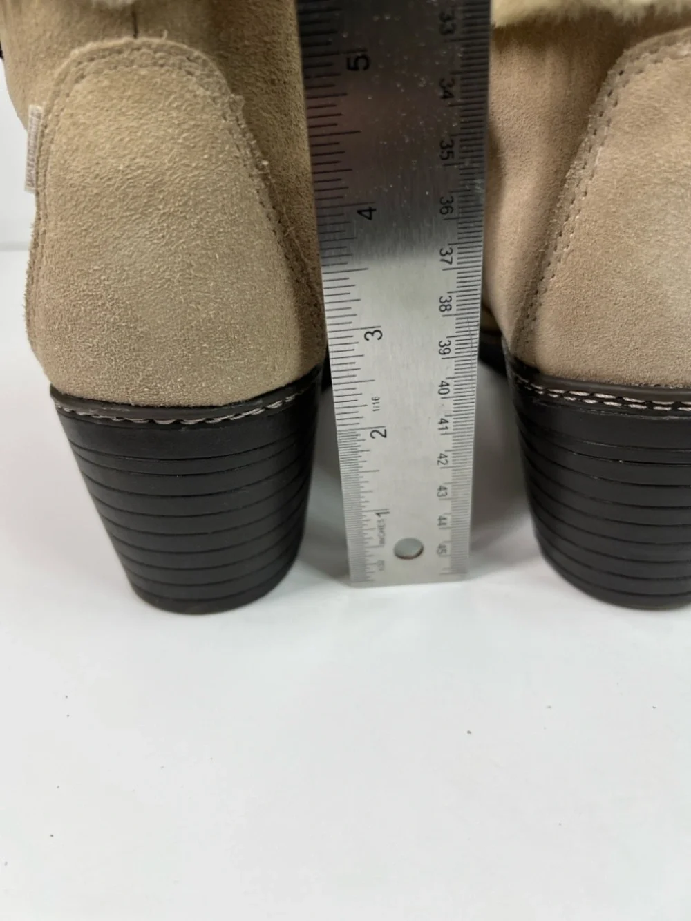 SPORTO Women’s Size 10M Suede Cream with Fur Lace up Heeled Winter Boots